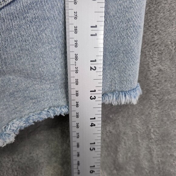 Womens Rue+ Blue Denim Shorts Distressed Heart Appliques Frayed Hem Hi Rise 16 - Picture 9 of 10